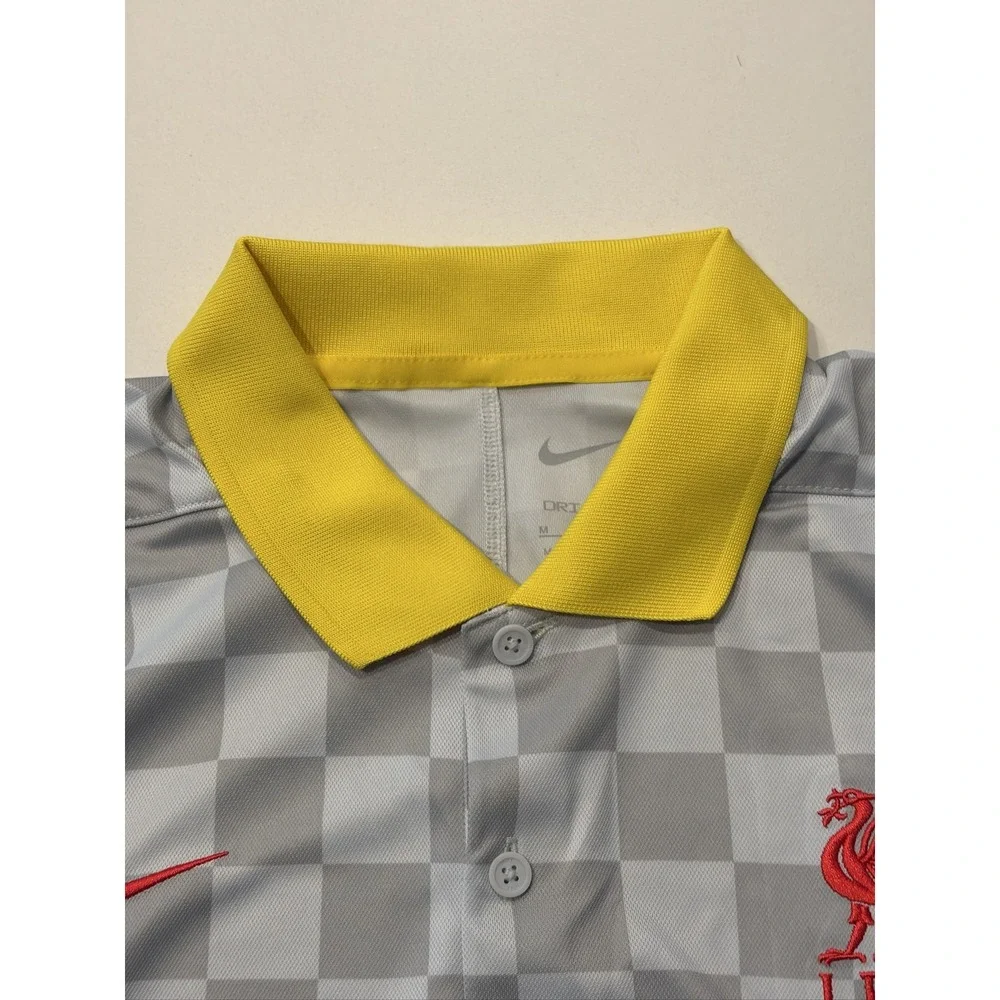 Nike Liverpool FC Victory Polo Shirt Mens M Dri-Fit FQ3127-077 Grey Checkered